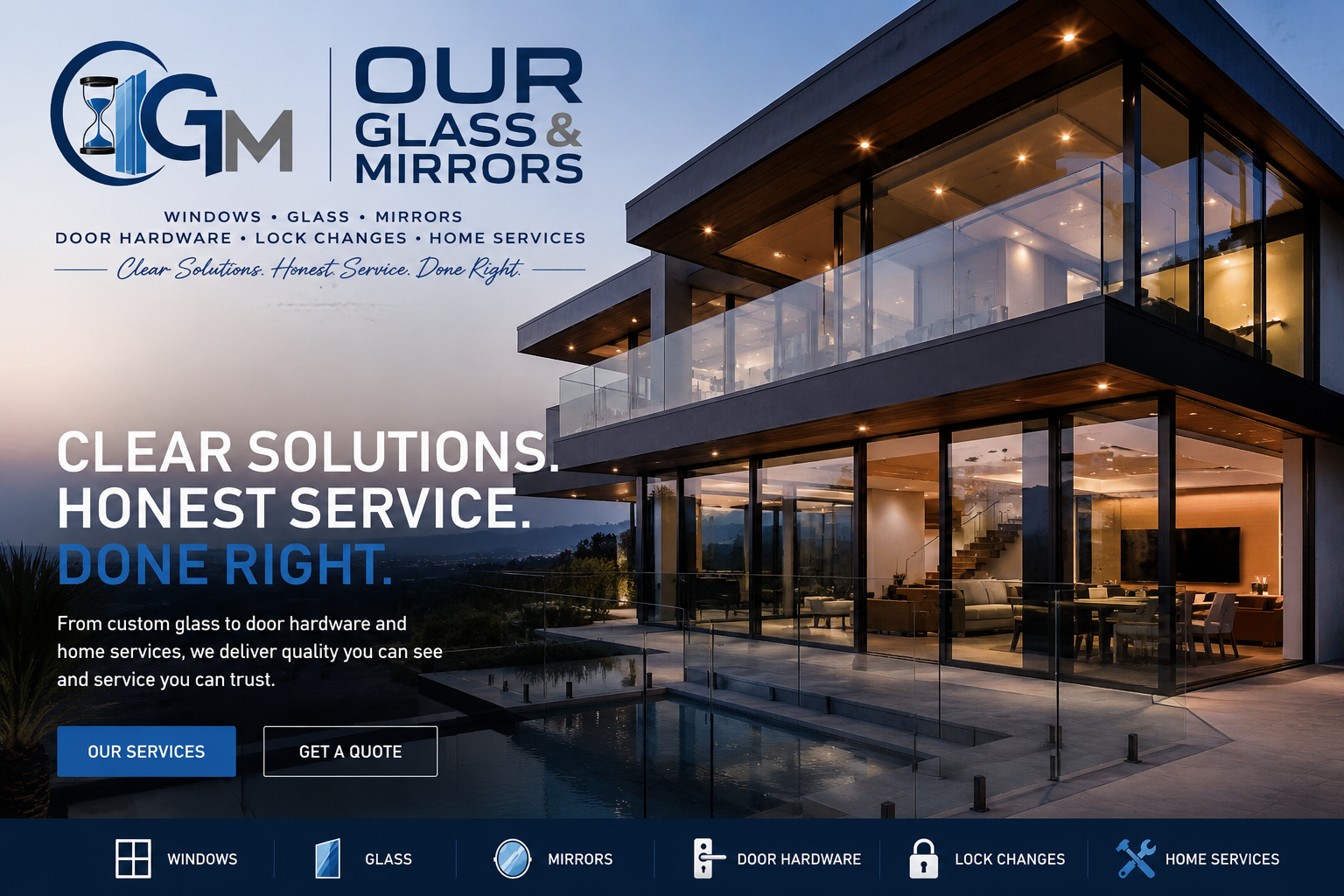 Our Glass & Mirrors — Clear Solutions. Honest Service. Done Right.
